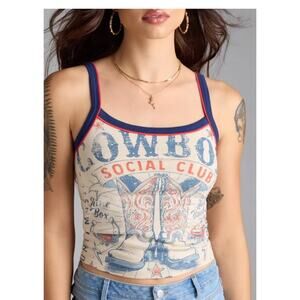 Cowgirl Tank Top Small Cowboy Social Club Boots And Roses Vintage